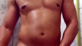 Gay Amateur Masturbates in Bathroom Solo Session