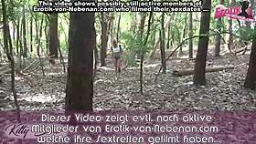 german thin teen slut gets creampied in the forest during a wild gangbang 😈🍆