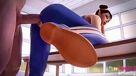 Chun-Li takes a big creampie in standing doggystyle, leaking in Street Fighter 3D animation