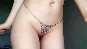 Pretty milf teases with small tits, big ass striptease ripping clothes