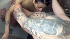 Feeling the Warm Shower as Milf Gets Fucked and Cums