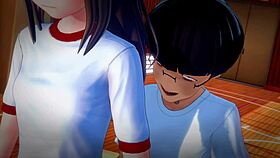 Takagi-san teases sleeping Nishikata in a playful manner