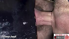 Wow, double creampie closeup at the gloryhole is insane 🔥