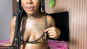 horny pregnant ebony babe guides your masturbation while teasing her juicy pussy
