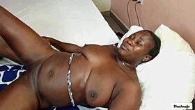 Nasty slut wants a bigger dick so stretched out her fat pussy with a big dildo