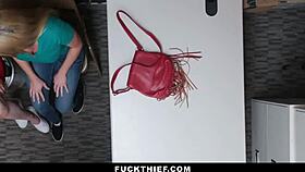 milf caught shoplifting with step at security office