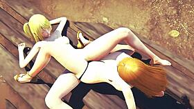 In Fairy Tail And One Piece Hentai, Lucy And Nami Engage In Lesbian Bisexual Threesome Sex.