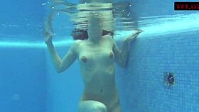 mia ferrari bathes in red lingerie underwater