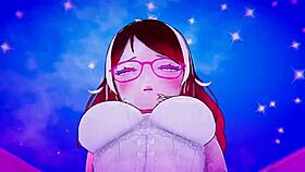 mmd horny girlfriend dances in 3d hentai for love, riding monster cock with squirting and creampie.