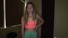 Fuck me, I'll do what you tell me, step-bro - Scarlett Fall in bent over creampie with petite blonde