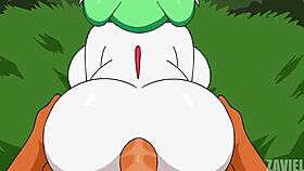 in the breeding session with gardevoir, her big tits bounce as the monster cock fills her ass with cum
