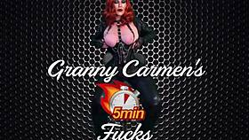 In this reality scene, Metal Granny Carmen gets FUCKED in missionary for five minutes, her big tits bouncing.