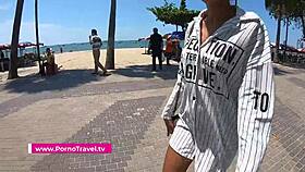 Young black femdom fucks hard in public outdoor sex