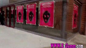 Unexpected public trio in Barcelona's erotic salon?