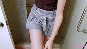 captivating brunette teen enjoys a sensual shower during solo photoshoot in bathroom