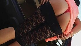 Peeing in nature with see-through lingerie on display!