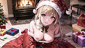 Girls WISH YOU A MERRY CHRISTMAS WITH PUSSY MASTURBATION ASMR