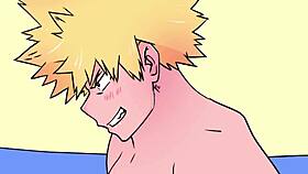 Bakugo fucks Deku bareback in anime hentai