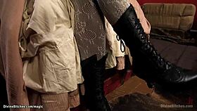 black mistress training new male slave with strapon 😏