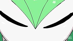 in the breeding session with gardevoir, her big tits bounce as the monster cock fills her ass with cum