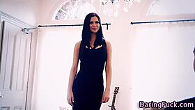 Gorgeous euro maid gets jizzed in threesome