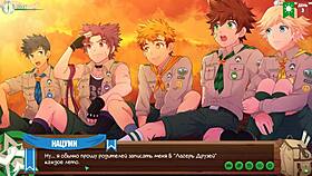 Game friends camp in forest with russian voices