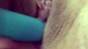 Pussy dripping onto vibrator