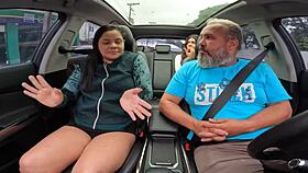 chris manauara got into the car with her step-sister and stripped everything off in the car