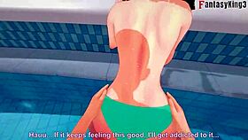 Anzu Mazaki fucks hard in bikini on pool in Yu-Gi-Oh hentai