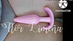 Peruvian Babe Plays with Dildo Alone at Work, Teasing Her Ass