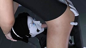 busty brunette ai robot sucks big cock in bedroom game?