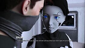 busty brunette ai robot sucks big cock in bedroom game?