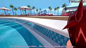 Anzu Mazaki fucks hard in bikini on pool in Yu-Gi-Oh hentai