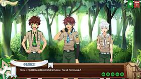 Game friends camp in forest with russian voices