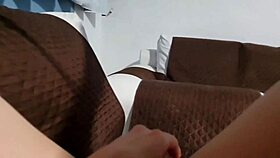 Why Does That Naughty Latina's Pussy Smell Like Cum Dripping Down Her Leg While She Masturbates Wet On The Sofa?