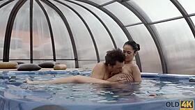 skinny pornstar strips for drilling by older man