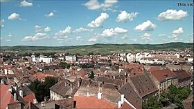 Stunning Aerial Perspective of Historic Sibiu in Romania