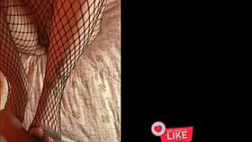 Friend Strokes Big Cock with Pantyhose Feet