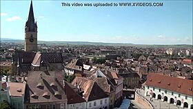 Stunning Aerial Perspective of Historic Sibiu in Romania
