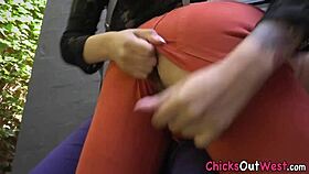 aussie lesbians rip jeans for outdoor fun