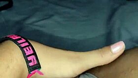 Masturbating pussy while watching porn movie