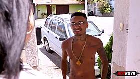 That tattooed guy with the big cock is fucking the amateur so hard