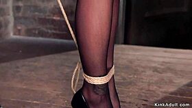 The brunette beauty gets fucked in hardcore bondage, it's so intense and kinky