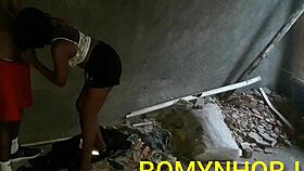 Construction worker in Rio meets stepdaughter at work site.