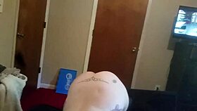 tattooed wife licking ass and sucking monster cock at home 😈