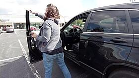 Housewife flashes her big ass in public humiliation