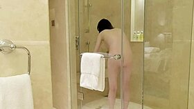 Student bathing in hotel shower 😍
