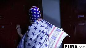 Sexy wrestler uses double toys 😏