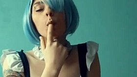 i'm rem from re zero, loving to masturbate with these vibrating toys in my maid cosplay, my big ass shaking