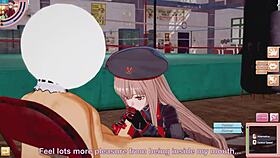 Rapi Nikke scene in Koikatsu game featuring characters with big features in 3D cartoon anime style.